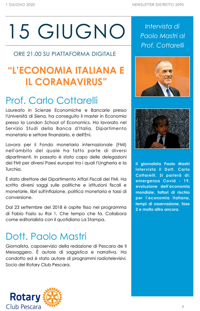 15 GIUGNO “ECONOMIA ITALIANA E CORONAVIRUS” 15 GIUGNO “ECONOMIA ITALIANA E CORONAVIRUS”